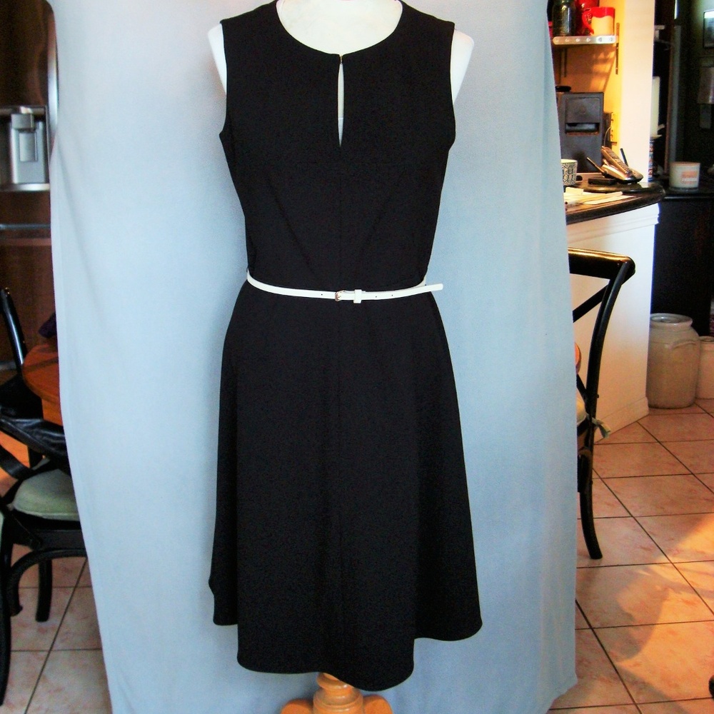Calvin Klein black sleeveless belted dress